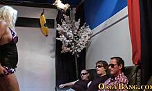 orgy loving skank facial in european group gangbang