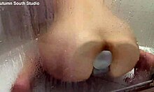 Autumn south masturbates with dildo in shower, showing big tits and ass