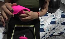 My boyfriend gave me a horny vibrator for my birthday and we used it right away! Passionate sex with great creampie 😘