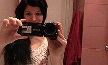 beauty in socks masturbates her cunt solo with brunette teen babe