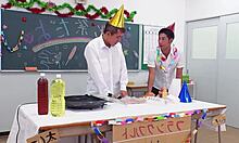 Japanese Virgin Teen 18+ Seduce To Double Creampie Mmf 3Some Sex At Birthday!