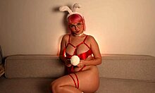 Ex Girlfriend Gives Birthday Anal Plug and Sloppy Blowjob with Cum