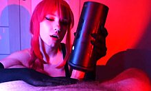 cute brunette uses toy then blows him moaning