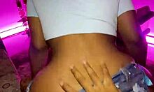 Rough sex with black milf's big tits and ass, fucking her wet pussy after blowjob.