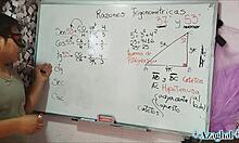 this asian nerd student gets involved in a sexual triangle with teacher in bedroom