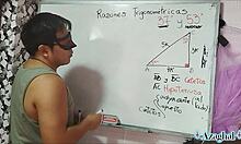 this asian nerd student gets involved in a sexual triangle with teacher in bedroom