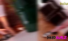 curvy chubby inked teen gets rough fucking on stairs