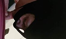 The slave felt intense pleasure as she orgasmed from the cumshot and facial in the public urinal