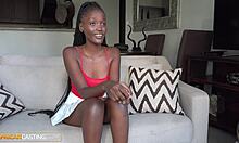slim tall ebony beauty deepthroats big cock in casting interview?