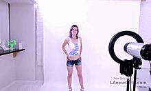 shy purple-haired model fucked on sofa at casting, cum inside 😏