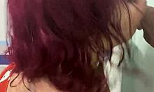 Want to see redhead poke her throat deep?