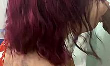 Want to see redhead poke her throat deep?