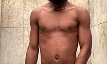 i gave a soapy dick massage in the shower and cumm nearly got caught