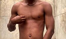 i gave a soapy dick massage in the shower and cumm nearly got caught