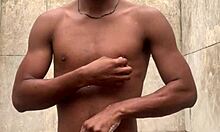 i gave a soapy dick massage in the shower and cumm nearly got caught