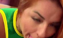 petite redhead busty latina deepthroat sloppy blowjob after casting pov