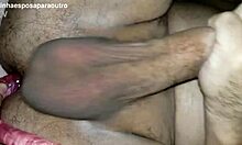 karina fucks lucas's ass with double toy for pegging