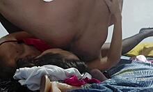 Milf in satin dress performs deepthroat and ass licking solo