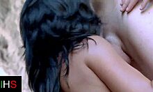 Intense outdoor fucking with slut brunette girl in doggystyle and cowgirl