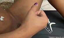 Latina Tranny Babe Tugging Her Dick by the Pool!