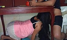 Hidden Lover Sucks Cock Under Table With Passion