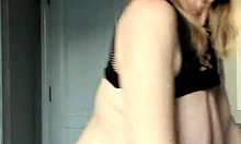 sexy black milf in net dress and heels shows off huge tits and shaved pussy close-up