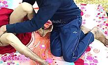 Indian desi hot bhabi Sakshi's chut gets garma garam chudai in saree sex with dirty talk and creampie