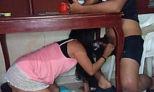 Hidden Lover Sucks Cock Under Table With Passion