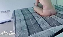 Suggestive Girl In Bra And Panties Playing Computer Games In Bedroom