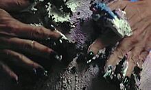 Messy food birthday cake girl