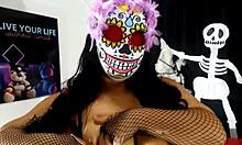 La Catrina Horny Fucking Her Wet Pussy With A Dildo Until Squirting Orgasms Multi-Orgasm Squirt