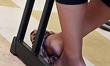 Ebony teen shows off her lightskin soles in a candid hidden moment.