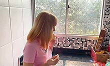 Fui Tomar Café Da Manhã A Acabei Sendo Comida Na Cozinha Completo No Sheer E Red