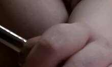 Toothbrush in cock then silicone nail with cumshot and finger in peehole for two ruined orgasms