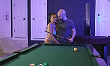 During game night, the mature MILF gives a sloppy blowjob to her partner.