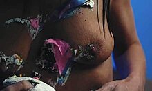 Messy food birthday cake girl