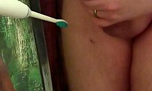 Toothbrush in cock then silicone nail with cumshot and finger in peehole for two ruined orgasms