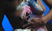 Messy food birthday cake girl