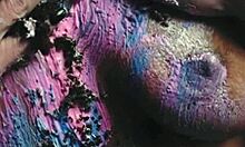 Messy food birthday cake girl