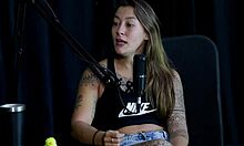 old man licks pussy in exhibitionist services with flor de damiana in sheer red lingerie