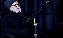 old man licks pussy in exhibitionist services with flor de damiana in sheer red lingerie