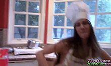 Amateur teen screams as she spits cum after intense blowjob!