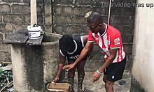 My boyfriend fucks me hard by the well side, contrasting our peaceful surroundings