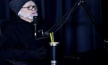 old man licks pussy in exhibitionist services with flor de damiana in sheer red lingerie