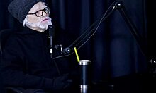 old man licks pussy in exhibitionist services with flor de damiana in sheer red lingerie