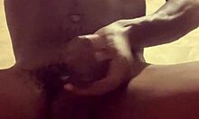 hard black manji relieves stress with handjob