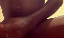 hard black manji relieves stress with handjob