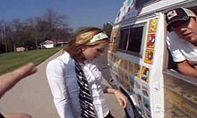 lexi belle gets banged hard by the ice cream man in intense group action