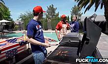 Stepmom faints from shock watching taboo family sex