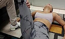 I get excited watching my stepsister's big ass while she exercises, then I help her with her routine and fondle her pussy